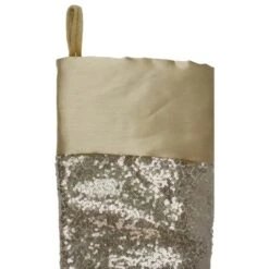 Northlight 22" Golden Metallic Sequined Christmas Stocking With Satin Cuff -Home decor GUEST 34206fe9 8509 45b4 869b e16c9274c57c