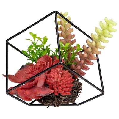 Northlight 5.5" Artificial Succulent Arrangement In Black Metal Wire Frame 4 Northlight 5.5" Artificial Succulent Arrangement In Black Metal Wire Frame - Image 2