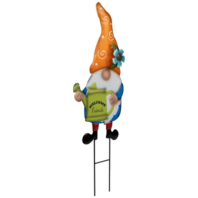 Northlight Welcome Friends Gnome Spring Outdoor Garden Stake - 22" - Orange 5 Northlight Welcome Friends Gnome Spring Outdoor Garden Stake - 22" - Orange - Image 3