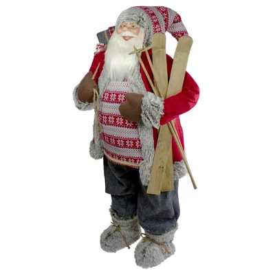Northlight 4' Standing Santa Christmas Figure With Skis And Fur Boots 4 Northlight 4' Standing Santa Christmas Figure With Skis And Fur Boots - Image 2