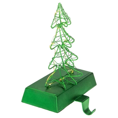 Northlight 8" LED Lighted Green Wired Christmas Tree Stocking Holder 4 Northlight 8" LED Lighted Green Wired Christmas Tree Stocking Holder - Image 2