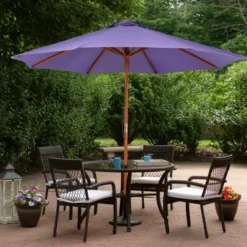 Northlight Outdoor Patio Market Umbrella With Wooden Pole - 8.5' - Purple