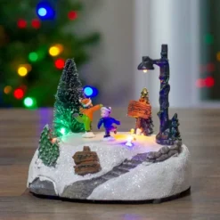 Northlight 5.5" LED Lighted Animated And Musical Christmas Skating Village Display Piece