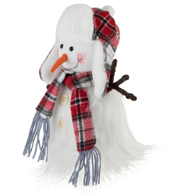 Northlight Snowman In Plaid Trapper Hat And Scarf Christmas Decoration - 10.25" 6 Northlight Snowman In Plaid Trapper Hat And Scarf Christmas Decoration - 10.25" - Image 4