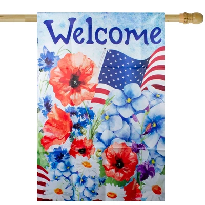 Northlight Welcome Patriotic Floral Outdoor House Flag 40" X 28" 3 Northlight Welcome Patriotic Floral Outdoor House Flag 40" X 28"