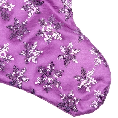 Northlight 19" Purple Sequin Snowflake Christmas Stocking With White Faux Fur Cuff 6 Northlight 19" Purple Sequin Snowflake Christmas Stocking With White Faux Fur Cuff - Image 4