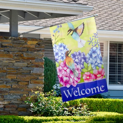 Northlight Welcome Floral Hummingbird Outdoor House Flag 28" X 40" 4 Northlight Welcome Floral Hummingbird Outdoor House Flag 28" X 40" - Image 2