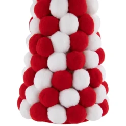 Northlight Pom Pom Cone Tree Christmas Decoration - 13" - White And Red -Home decor GUEST 40605ef5 b2ee 4f49 b418 753b0317bdb4