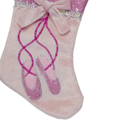 Northlight 14" Pink And Silver Ballerina Shoes Christmas Stocking With Glitter Cuff And Bow 5 Northlight 14" Pink And Silver Ballerina Shoes Christmas Stocking With Glitter Cuff And Bow - Image 3