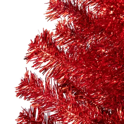 Northlight Artificial Tinsel Christmas Tree - 4' - Red - Unlit 5 Northlight Artificial Tinsel Christmas Tree - 4' - Red - Unlit - Image 3