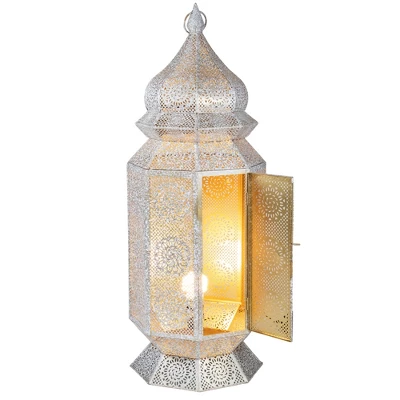 Northlight 29.5" White And Gold Moroccan Style Lantern Floor Lamp 4 Northlight 29.5" White And Gold Moroccan Style Lantern Floor Lamp - Image 2