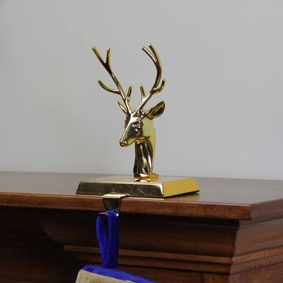 Northlight Shiny Metal Deer Head Christmas Stocking Holder - 8" - Gold Finish 4 Northlight Shiny Metal Deer Head Christmas Stocking Holder - 8" - Gold Finish - Image 2
