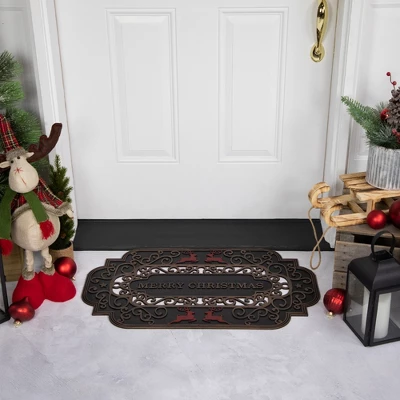 Northlight Black And Copper Reindeer "Merry Christmas" Doormat 18" X 30" 3 Northlight Black And Copper Reindeer "Merry Christmas" Doormat 18" X 30"