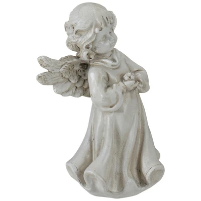 Northlight 6.5" Angel Girl Holding Flower Outdoor Garden Statue 4 Northlight 6.5" Angel Girl Holding Flower Outdoor Garden Statue - Image 2