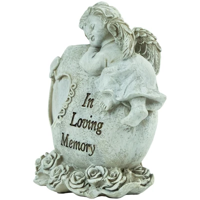 Northlight 6.5" Religious "In Loving Memory" Sleeping Angel Bereavement Outdoor Patio Garden Statue - Gray 5 Northlight 6.5" Religious "In Loving Memory" Sleeping Angel Bereavement Outdoor Patio Garden Statue - Gray - Image 3