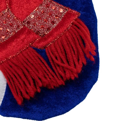 Northlight 24" Large Penguin And Bear Blue Velveteen Christmas Stocking With White Cuff 6 Northlight 24" Large Penguin And Bear Blue Velveteen Christmas Stocking With White Cuff - Image 4