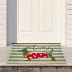 Northlight Natural Coir Rectangular Dachshund Dog Welcome Doormat 18" X 30"