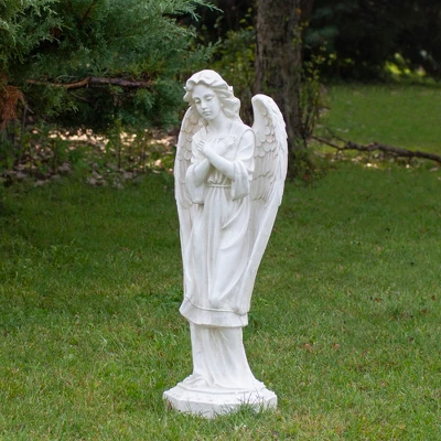 Northlight 30" Ivory Angel With Arms Folded Outdoor Garden Statue 3 Northlight 30" Ivory Angel With Arms Folded Outdoor Garden Statue