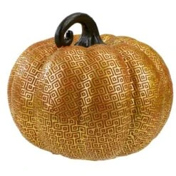 Northlight 7.5" Gold And Orange Textured Greek Key Pumpkin Fall Decoration -Home decor GUEST 4a5abfba a15e 4d20 92c7 3e295c04c835