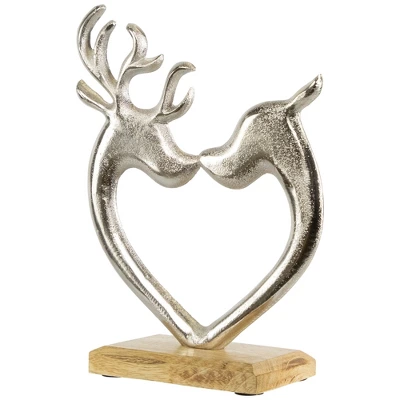 Northlight Heart Shaped Kissing Reindeer Metal Christmas Decoration - 10" 4 Northlight Heart Shaped Kissing Reindeer Metal Christmas Decoration - 10" - Image 2