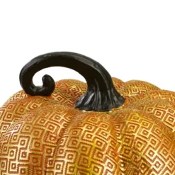 Northlight 7.5" Gold And Orange Textured Greek Key Pumpkin Fall Decoration -Home decor GUEST 4e5df3ec a22a 42b7 9d6d 7ddee2fcf39f