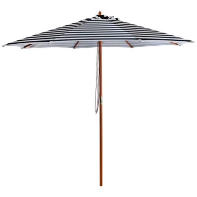 Northlight Striped Outdoor Patio Market Umbrella With Wooden Pole - 8.5' - Blue And White 7 Northlight Striped Outdoor Patio Market Umbrella With Wooden Pole - 8.5' - Blue And White - Image 5