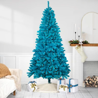 Northlight Pre-Lit Medium Pine Artificial Christmas Tree - 6' - Turquoise - Clear Lights 3 Northlight Pre-Lit Medium Pine Artificial Christmas Tree - 6' - Turquoise - Clear Lights