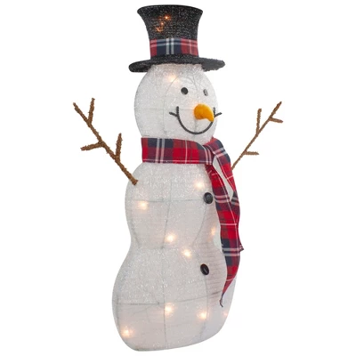 Northlight Lighted Tinsel Snowmen Family Christmas Yard Decorations - Clear Lights - Set Of 2 5 Northlight Lighted Tinsel Snowmen Family Christmas Yard Decorations - Clear Lights - Set Of 2 - Image 3