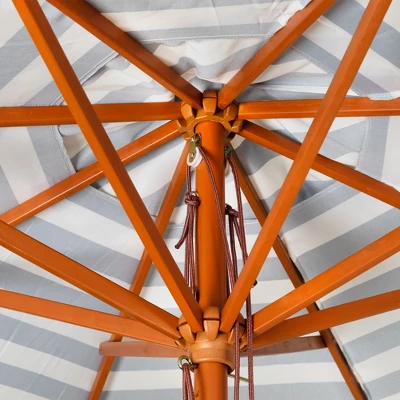 Northlight Striped Outdoor Patio Market Umbrella With Wooden Pole - 8.5' - Blue And White 5 Northlight Striped Outdoor Patio Market Umbrella With Wooden Pole - 8.5' - Blue And White - Image 3