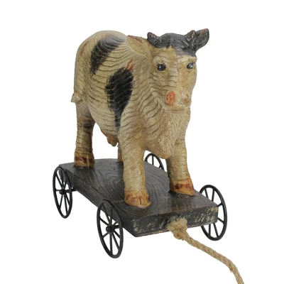 Northlight 10.25" Black And White Wood Textured Cow On Cart Outdoor Garden Statue 3 Northlight 10.25" Black And White Wood Textured Cow On Cart Outdoor Garden Statue