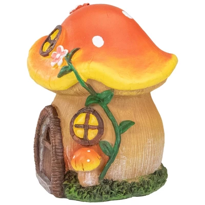 Northlight 6.25" Orange Mushroom House Outdoor Garden Statue 5 Northlight 6.25" Orange Mushroom House Outdoor Garden Statue - Image 3