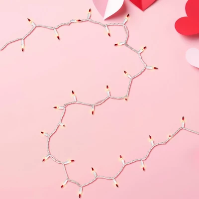 Northlight Mini Christmas Light Set - Clear With Red Tips - 10' White Wire - 50ct 5 Northlight Mini Christmas Light Set - Clear With Red Tips - 10' White Wire - 50ct - Image 3