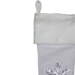 Northlight 20" White Christmas Stocking With Silver Sequin Snowflake -Home decor GUEST 550673d4 db03 4d4d 8c38 374745f8c18e
