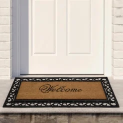 Northlight Black And Natural Coir Rectangular "Welcome" Doormat 22" X 48"