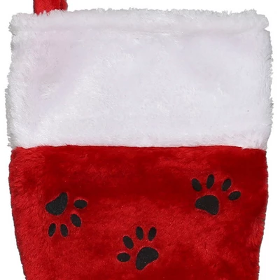 Northlight Traditional Christmas Stocking With Black Paw Prints - 14"- Red And White 4 Northlight Traditional Christmas Stocking With Black Paw Prints - 14"- Red And White - Image 2