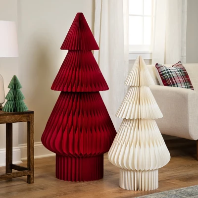 Northlight Tall Foldable Accordion Honeycomb Paper Christmas Tree - 4' - Red 4 Northlight Tall Foldable Accordion Honeycomb Paper Christmas Tree - 4' - Red - Image 2