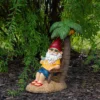Northlight 12.25" Tropical Gnome With Palm Tree Outdoor Garden Statue
