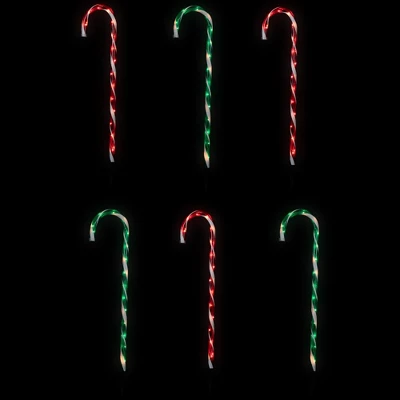 Northlight Lighted Outdoor Christmas Candy Cane Pathway Markers - 28" - Red And Green - Set Of 6 3 Northlight Lighted Outdoor Christmas Candy Cane Pathway Markers - 28" - Red And Green - Set Of 6