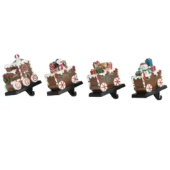 Northlight Set Of 4 Gingerbread Train Christmas Stocking Holders 4.75"