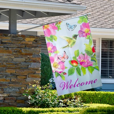 Northlight Welcome Hummingbird Floral Outdoor House Flag 28" X 40" 4 Northlight Welcome Hummingbird Floral Outdoor House Flag 28" X 40" - Image 2