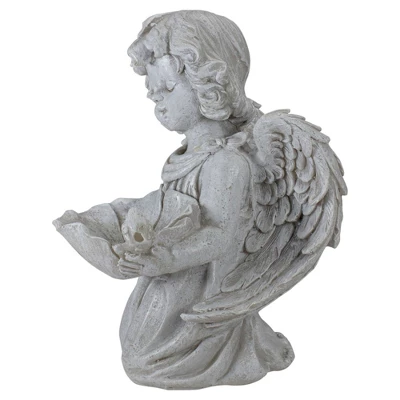 Northlight 9" Kneeling Angel With Flower Bird Feeder Outdoor Garden Statue 6 Northlight 9" Kneeling Angel With Flower Bird Feeder Outdoor Garden Statue - Image 4