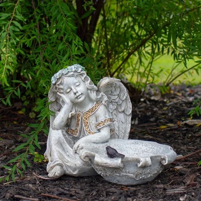Northlight 12.25" Sitting Angel Bird Feeder Outdoor Garden Statue 3 Northlight 12.25" Sitting Angel Bird Feeder Outdoor Garden Statue