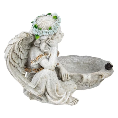 Northlight 12.25" Sitting Angel Bird Feeder Outdoor Garden Statue 5 Northlight 12.25" Sitting Angel Bird Feeder Outdoor Garden Statue - Image 3