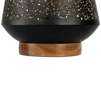 Northlight Floral Laser-Cut Table Iron Lamp With Wooden Base - 10.75" - Black 6 Northlight Floral Laser-Cut Table Iron Lamp With Wooden Base - 10.75" - Black - Image 4