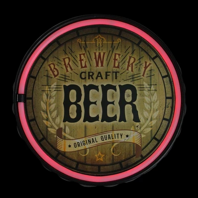Northlight LED Craft Beer Bottle Cap Neon Lighted Wall Sign - 12.5" - Red 3 Northlight LED Craft Beer Bottle Cap Neon Lighted Wall Sign - 12.5" - Red