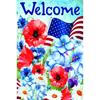 Northlight Welcome Patriotic Floral Outdoor House Flag 40" X 28" 6 Northlight Welcome Patriotic Floral Outdoor House Flag 40" X 28" - Image 4