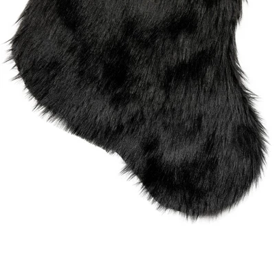 Northlight Sable Faux Fur Christmas Stocking With Pom Poms - 20.5" - Black 5 Northlight Sable Faux Fur Christmas Stocking With Pom Poms - 20.5" - Black - Image 3