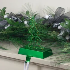 Northlight 8" LED Lighted Green Wired Christmas Tree Stocking Holder