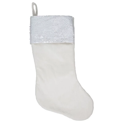 Northlight 20" Gold And White Reversible Sequin Cuff Christmas Stocking 4 Northlight 20" Gold And White Reversible Sequin Cuff Christmas Stocking - Image 2