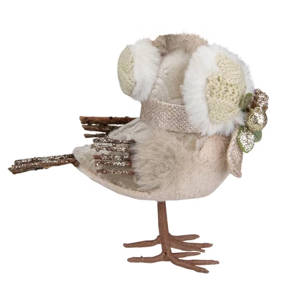 Northlight 6" Beige And White Plush Bird In Earmuffs Christmas Figure 5 Northlight 6" Beige And White Plush Bird In Earmuffs Christmas Figure - Image 3